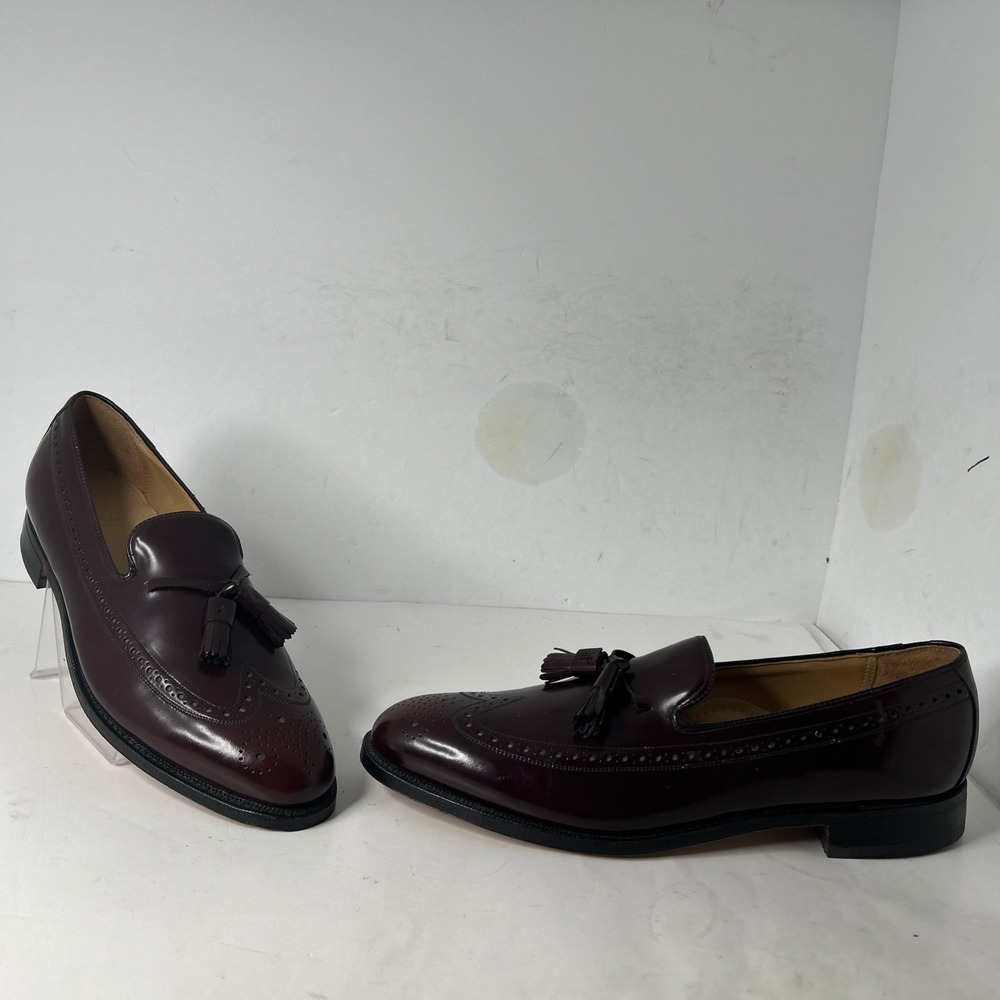 Johnson & Murphy Aristocrat Deerfield Wing Tip Tassel Oxford Sz 12 Burgundy